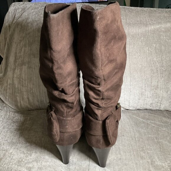 Apt 9 Black Slouchy Zip Side Ladies Dress Boots With Buckle 4” Heel size 10 - Picture 3 of 11